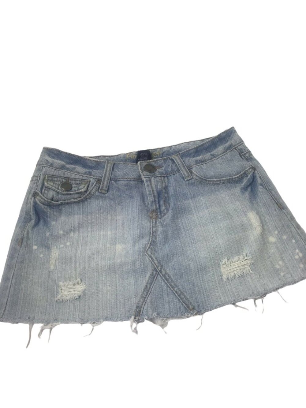 Amethyst Jeans Size 3 Denim Mini Skirt Light Wash Distressed Raw Hem Cotton